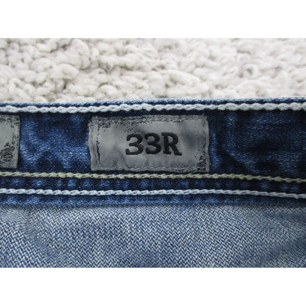 BKE Jeans Mens 33x25 Blue Tyler Denim Cotton Buckle Outdoor Straight Hemmed A2